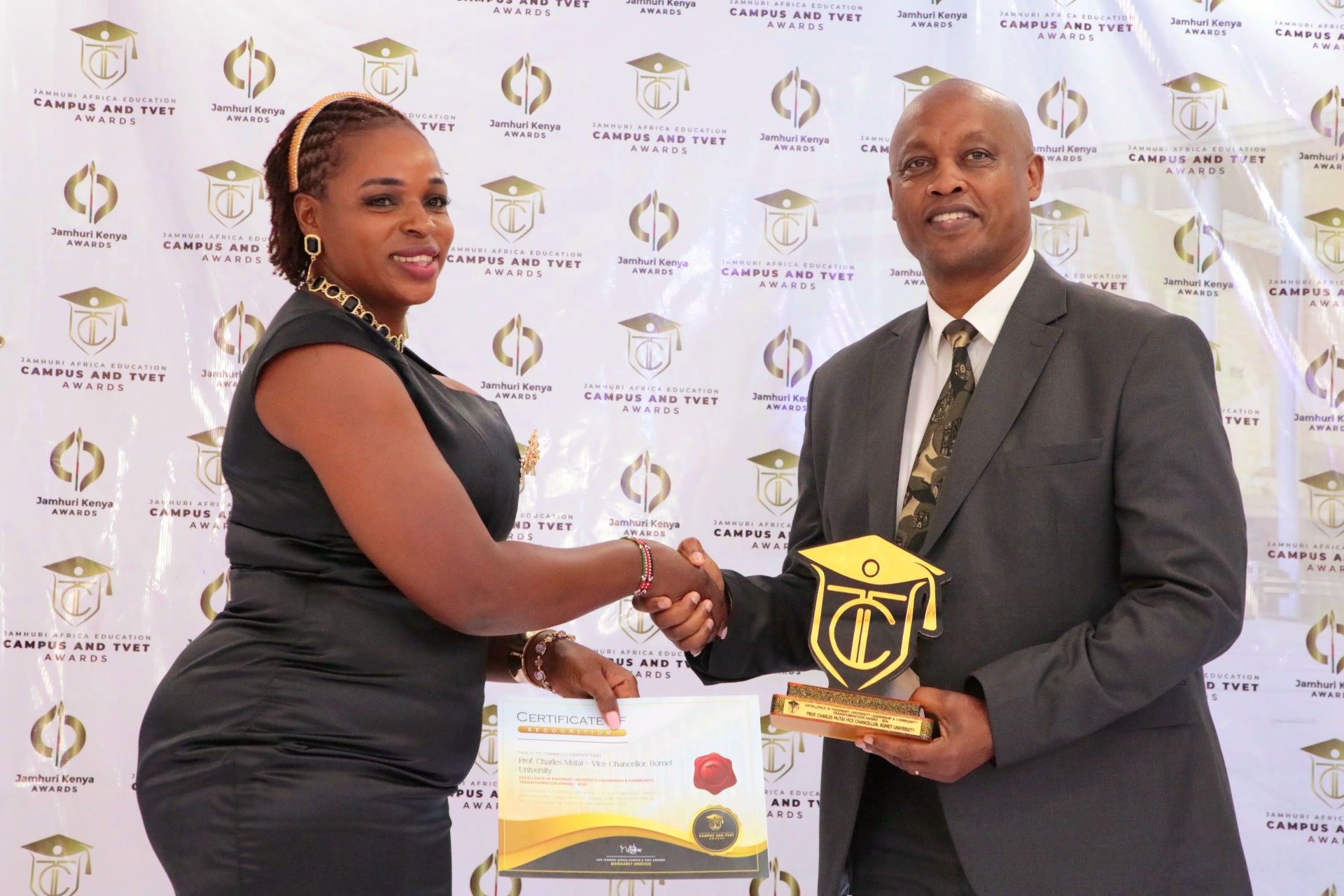 Bomet University leaders honoured at the Jamhuri Africa Education Campus & TVET Awards